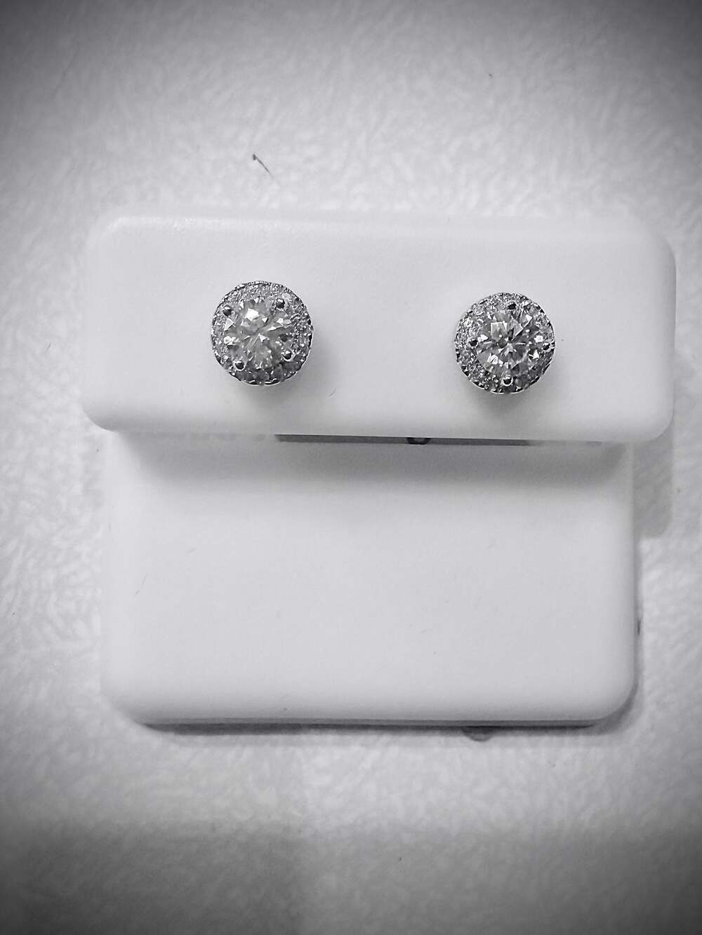 Sterling Silver Moissanite Halo Stud Earrings 0.59 CTW